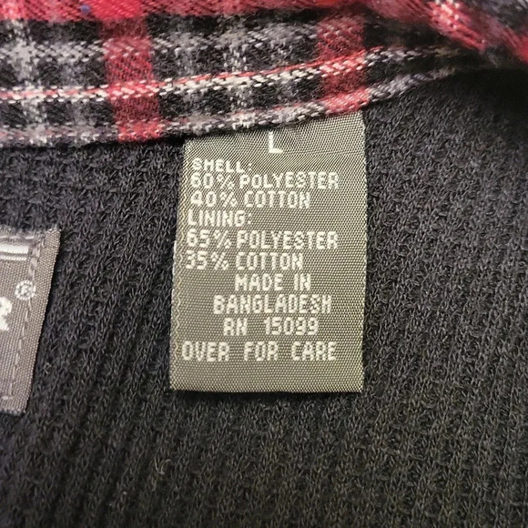 🛍David Taylor Thermal Red Plaid Collared Button Up Flannel Mens Size Large - Picture 4 of 9